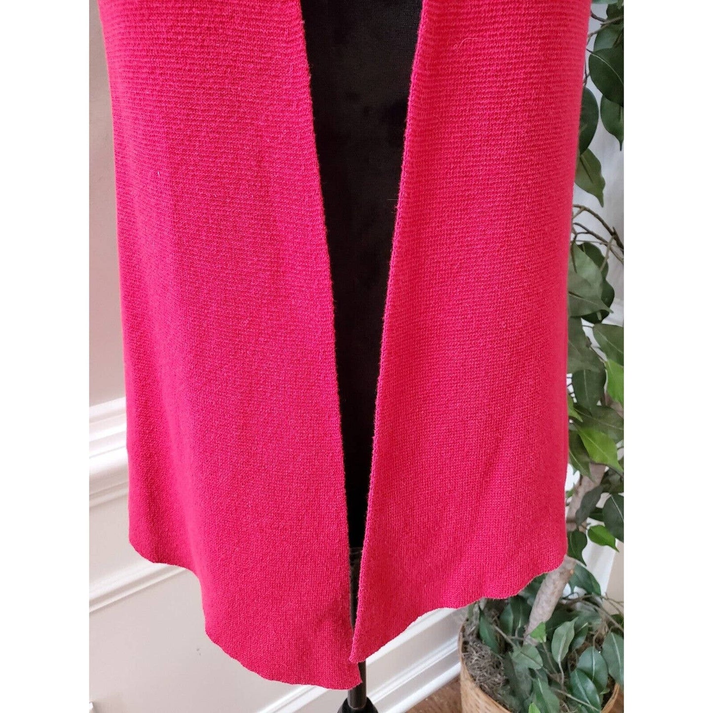 Chico's Women's Red 100% Cotton Sleeveless Open Front Cardigan Sweater Size S