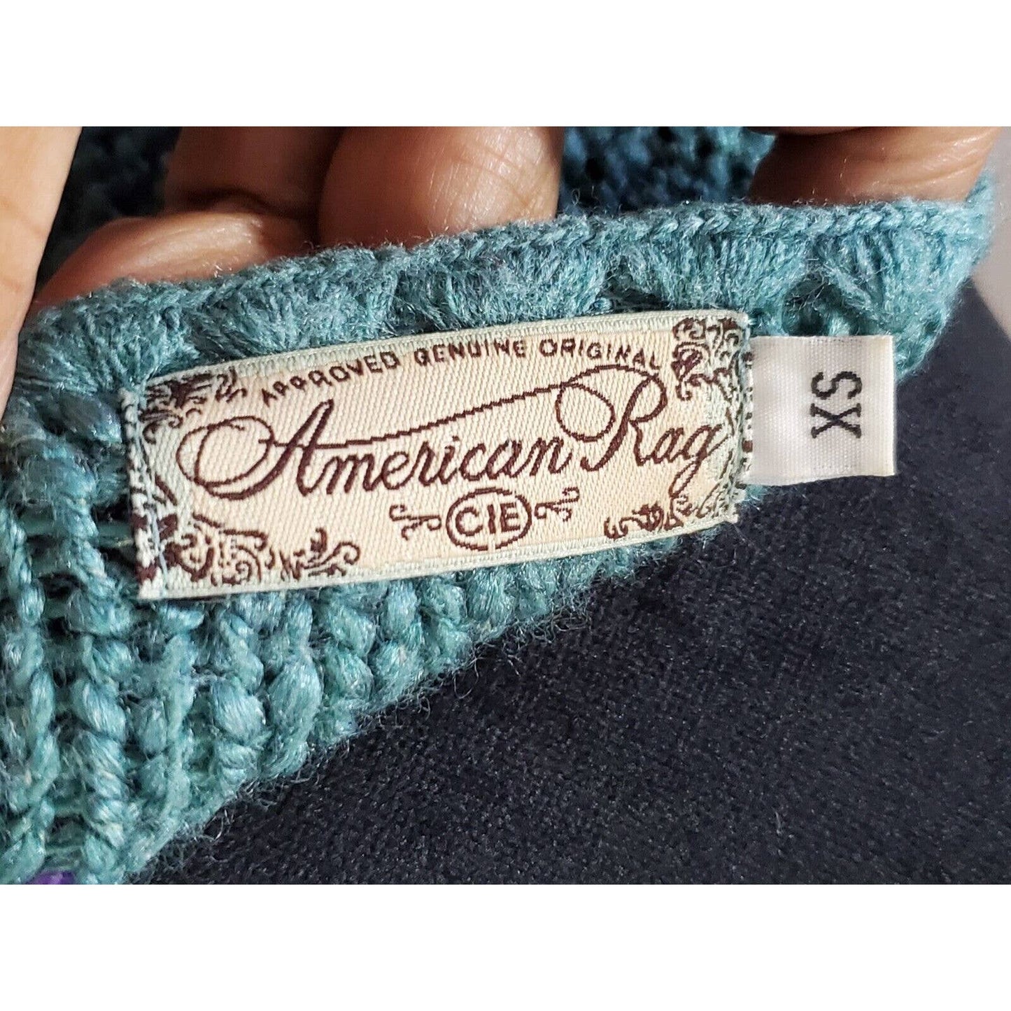 American Rag Women's Blue Acrylic Scoop Neck Long Sleeve Knit Sweater XS