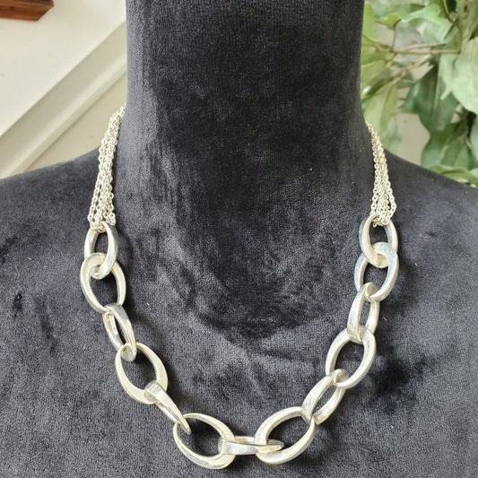 Alfani Womens Silver Tone Chokers Oval Links Long Chain