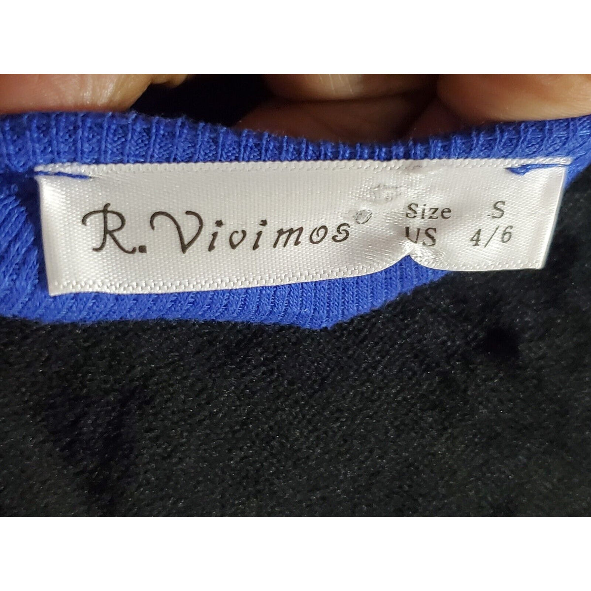 R. Vivimos Women Blue Polyester Round Neck Long Sleeve Knee Length Dress Size S
