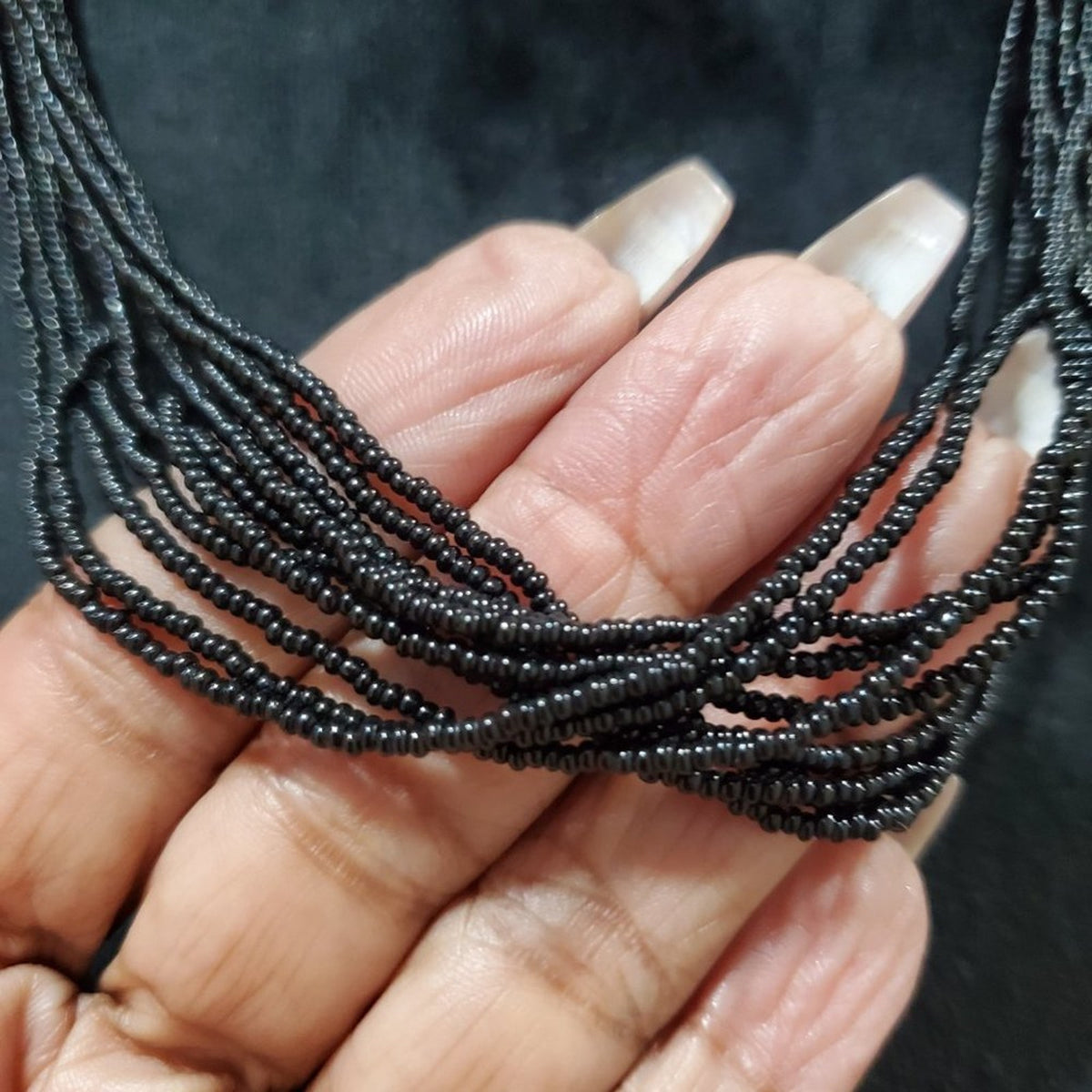 Women's Black Multilayer Round Beaded with Lobster Clasp Fashion Jewelry Necklac