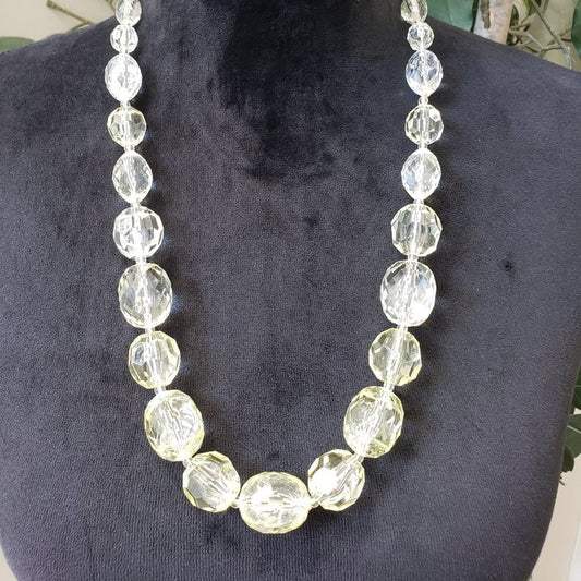 Womens Fashions Clear Faceted Graduated Glass Collar Necklace with Lobster Clasp