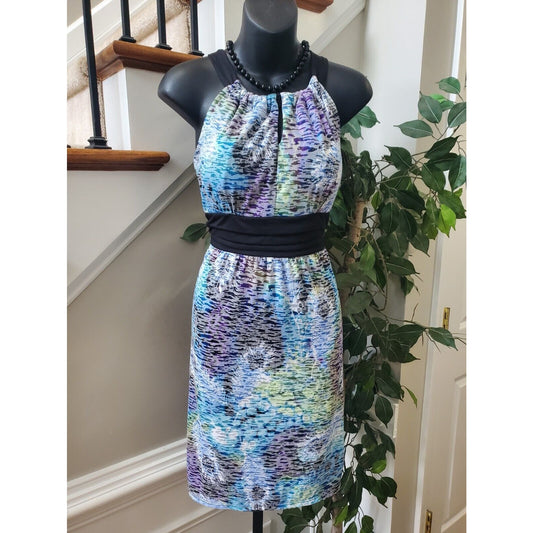 New Directions Women Multicolor Halter Neck Sleeveless Knee Length Dress Size XL
