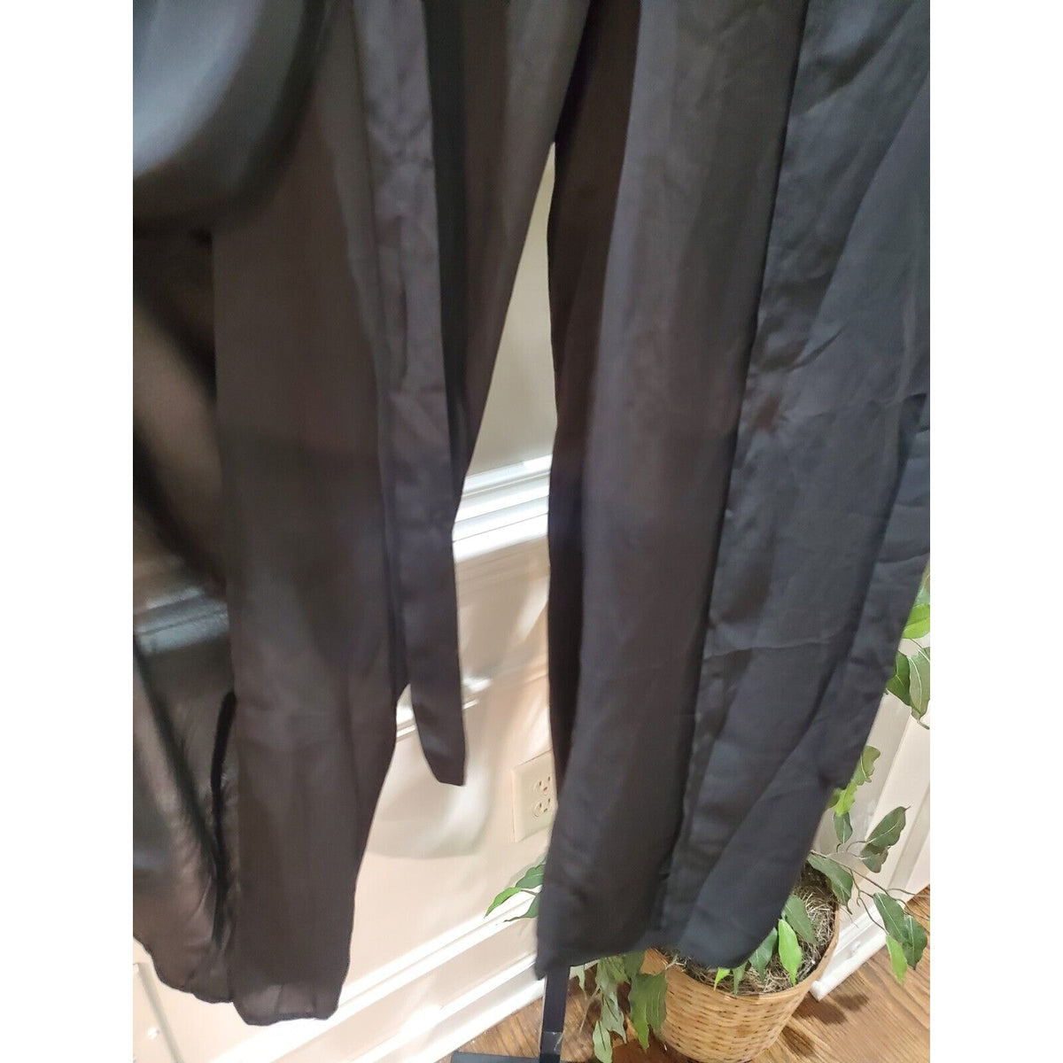 SHELN Womens Black Solid High Rise Drawstring Pleated Casual Trouser Pant Size 6