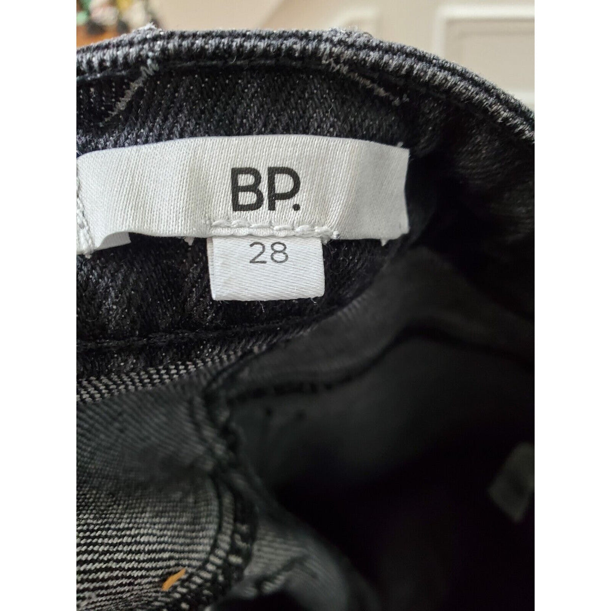 BP Distressed Women Black Denim Cotton Stretch Straight Leg Jeans Pant Size 28