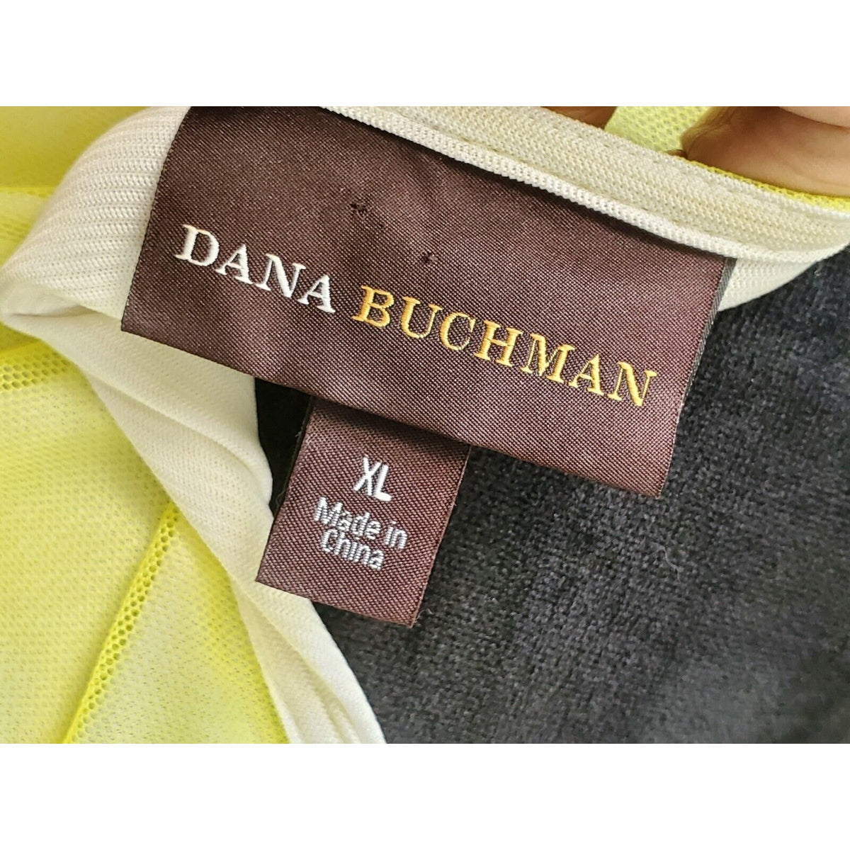 Dana Buchman Women's Yellow 100% Nylon Round Neck Sleeveless Top Blouse Size XL