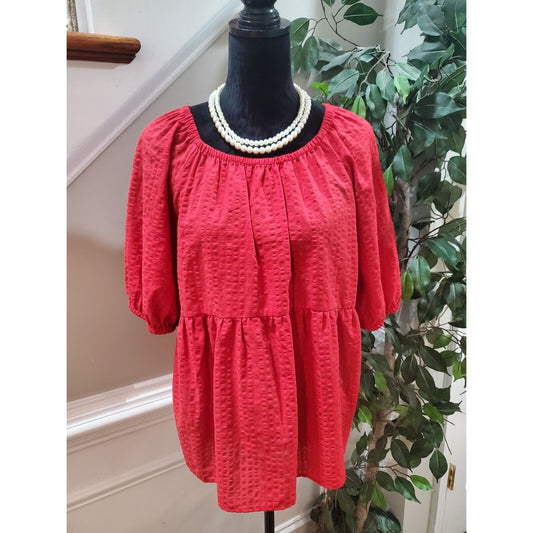 Old Navy Women's Red Cotton Round Neck 3/4 Sleeve Casual Top Blouse Size XXL
