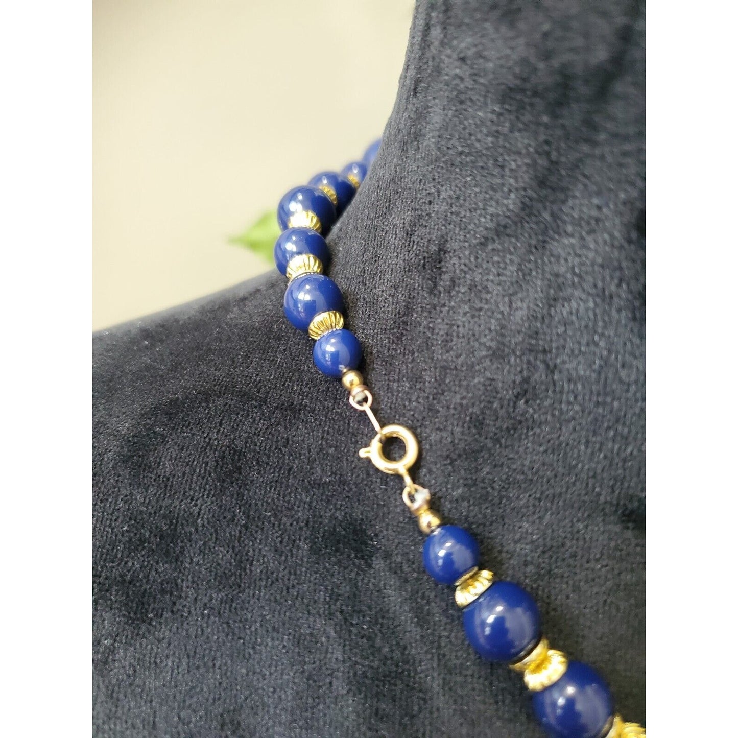 Women's Blue Pearls With Gold Accents Fashion Jewelry Necklace