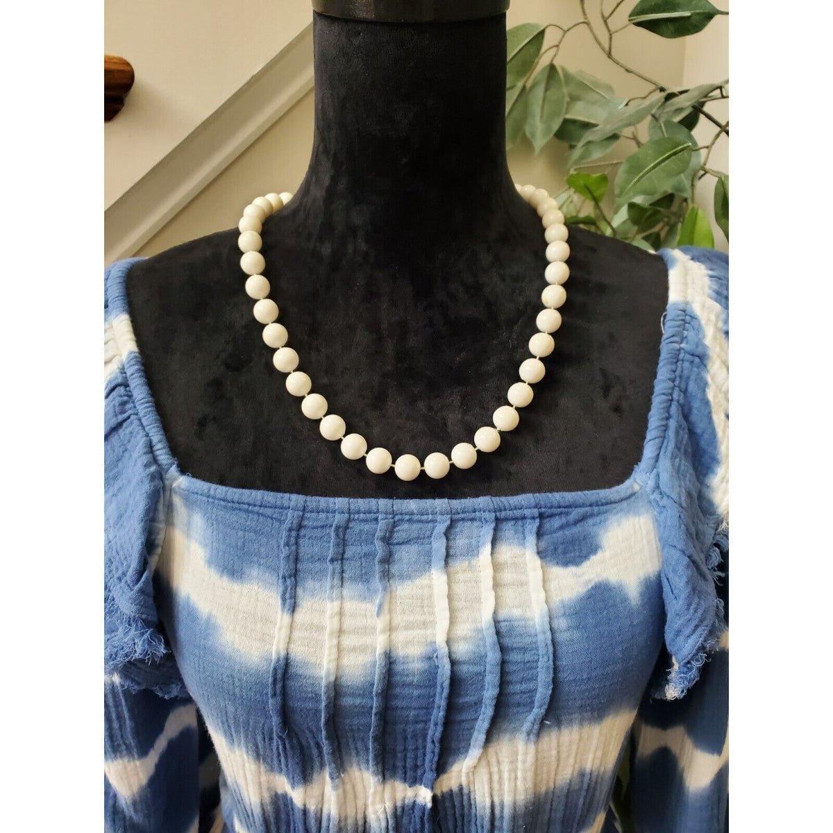 True Craft Women Blue & White Cotton Square Neck Long Sleeve Top Blouse Size XS