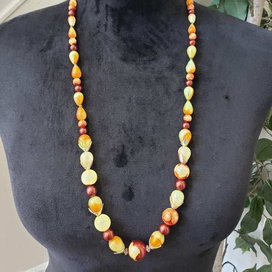 Women Fashions Multicolor Round Strand Beaded Collar Necklace with Lobster Clasp