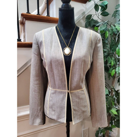 Kasper Women's Gray Polyester Single Breasted Long Sleeve Jacket Blazer Size 12