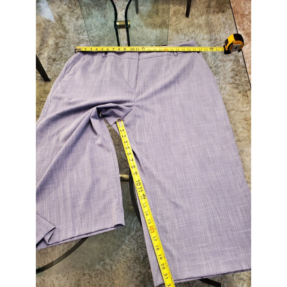 Worthington Womens Blue Solid Nylon High Waist Wide Leg Crop Pants Size 22W