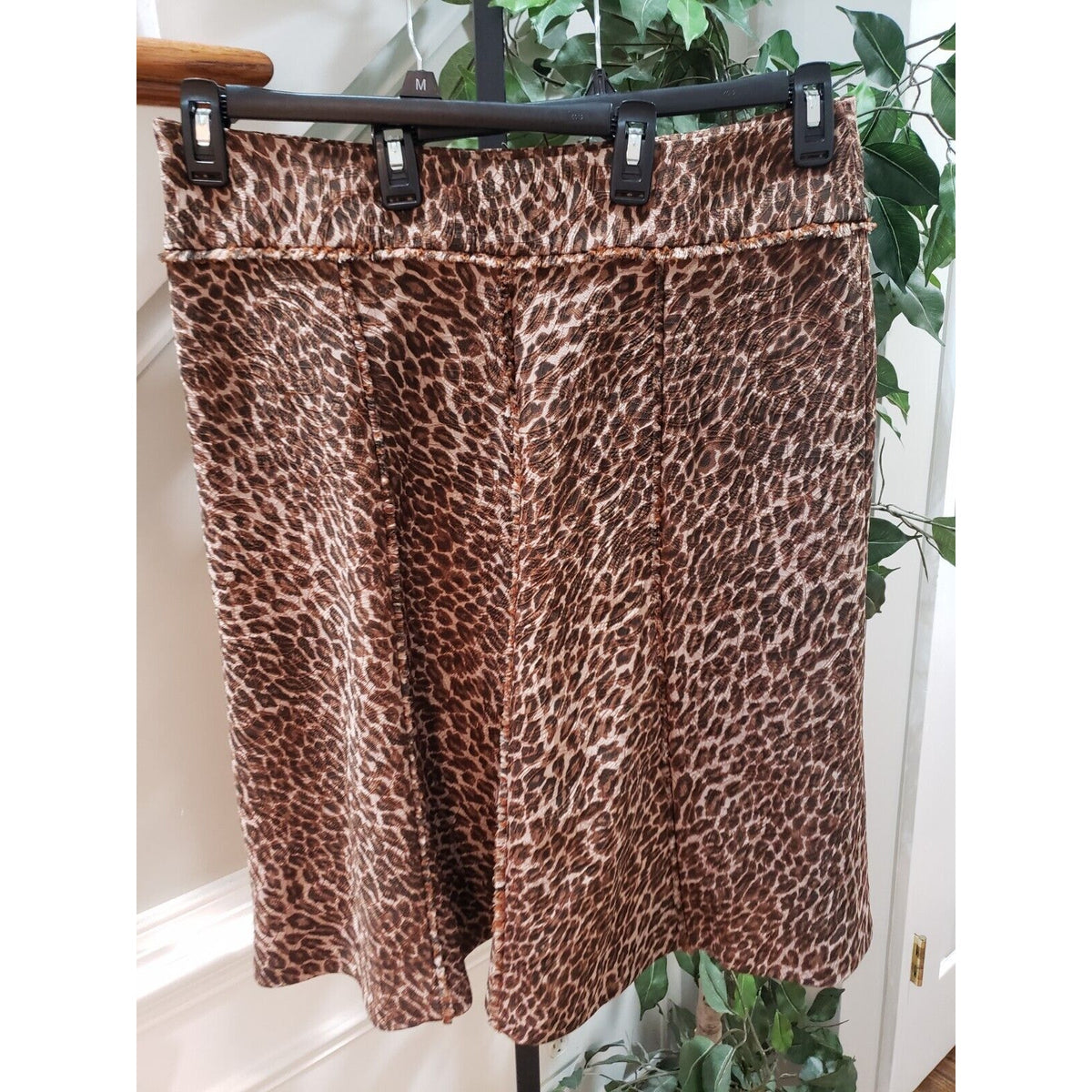 ECI Womens Brown Leopard Print Polyester Flat Front Casual Pencil Skirt Size 16W