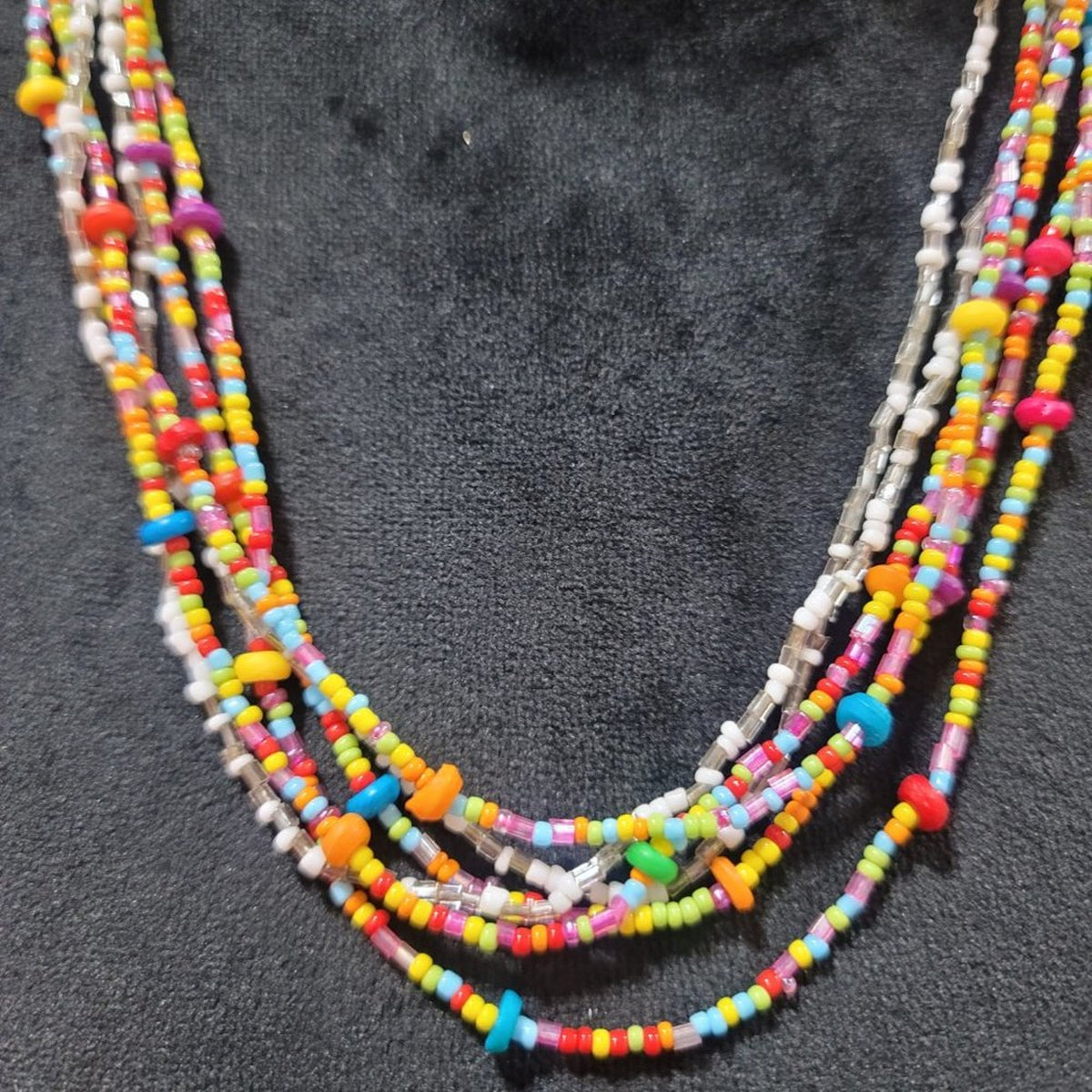 Vintage Bohemia Handmade Rainbow Seed Beads Simple Choker Necklace