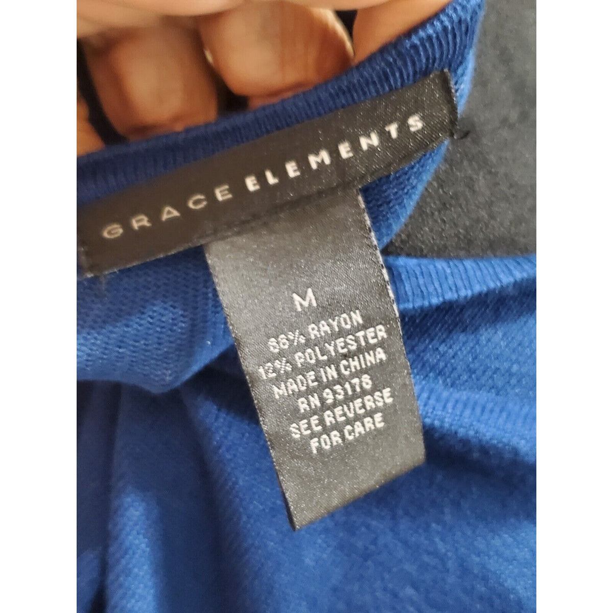 Grace Elements Women's Blue Rayon Scoop Neck Sleeveless Casual Top Blouse Size M