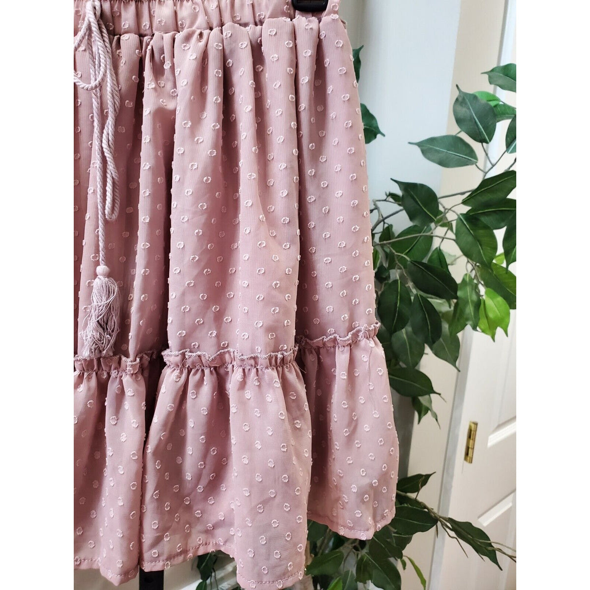 Simplee Womens Pink Elastic Waist Pleated Ruffle A-Line Mini Skirt Size Small