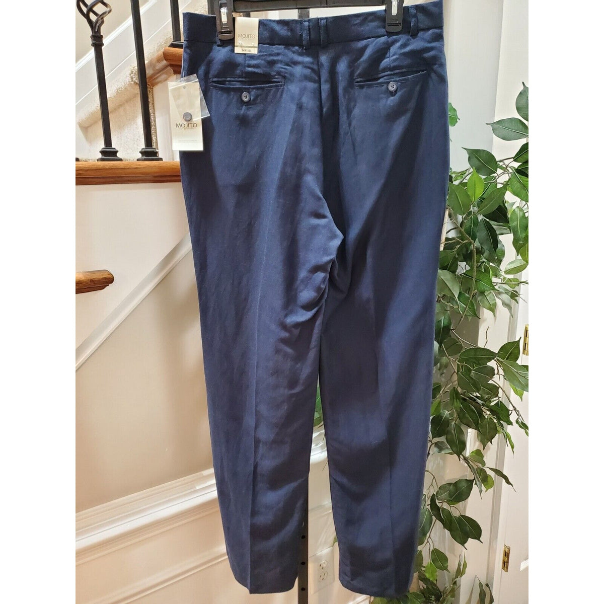 Mojito Collection Men's Blue Linen Blend Straight Fit Dress Pant Size 34W/32L