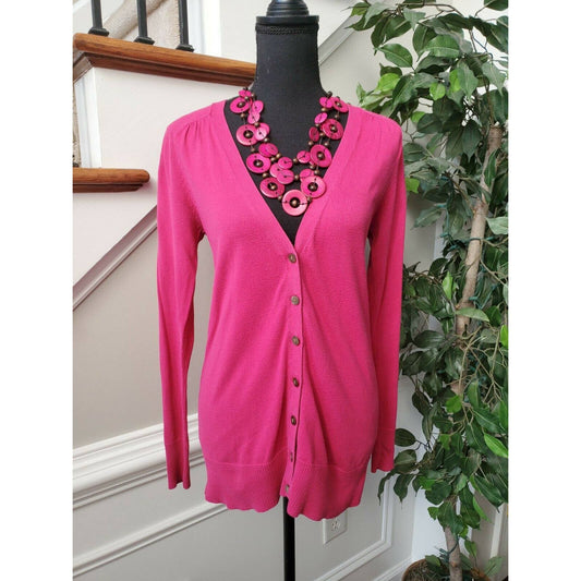 Old Navy Women's Pink 100% Cotton Button Long Sleeve Cardigans Sweaters