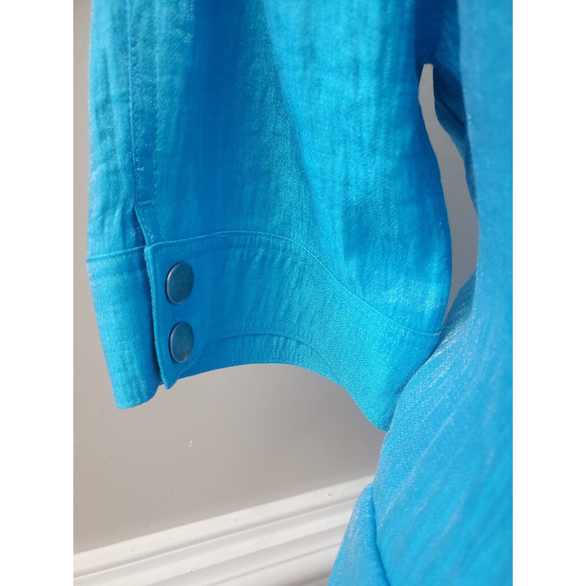 Ruby Rd. Women's Blue Solid Rayon 3/4 Sleeve Full Zipper Blazer Jacket Size 10