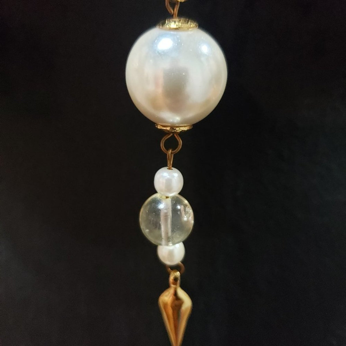 Womens Fashions Gold White Stone Thin Tassel Pendant Necklace with Lobster Clasp