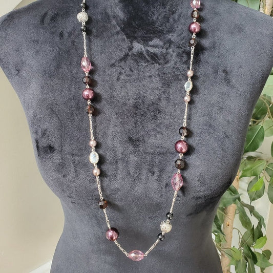 Lia Sophia Womens Multicolor Round Beaded with Lobster Clasp Charm Necklace