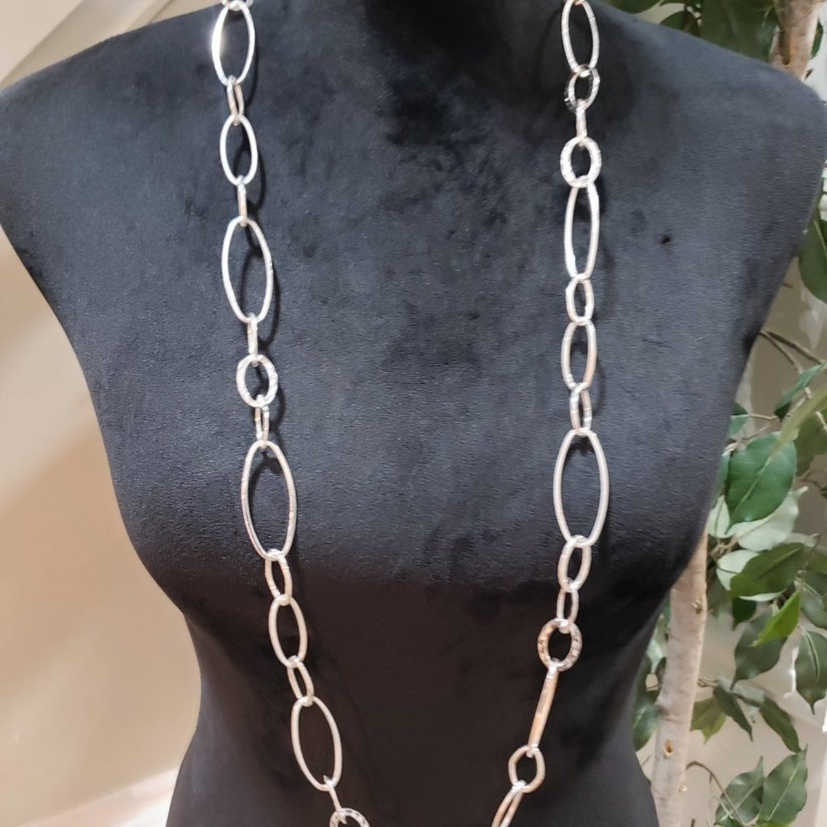 Women's Solid Multilayer Silver Link Chain Stylish Fashion Long Necklace
