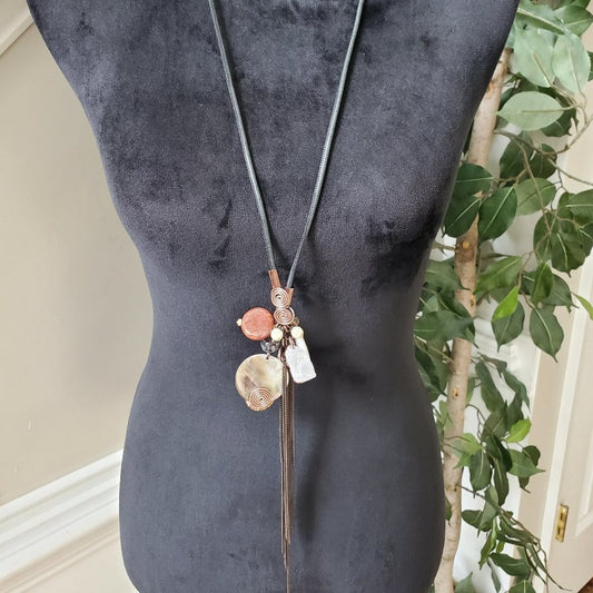 Women's Acrylic Gemstone Tassel Pendant Necklace Jewelry Party