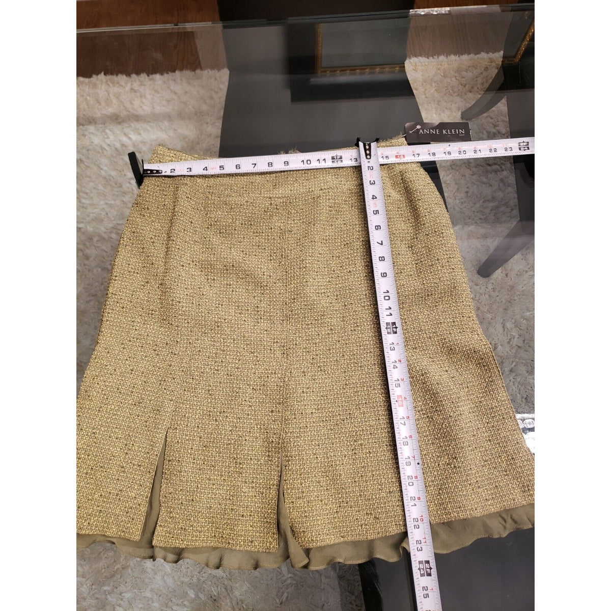 Anne Klein Women's Green Polyester Casual Back Zipper Knee Length Skirts Size 10