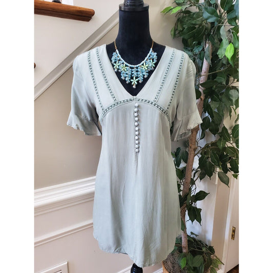 Blue Rain Women's Green 100% Rayon V-Neck Half Sleeve Top Blouse Size Small