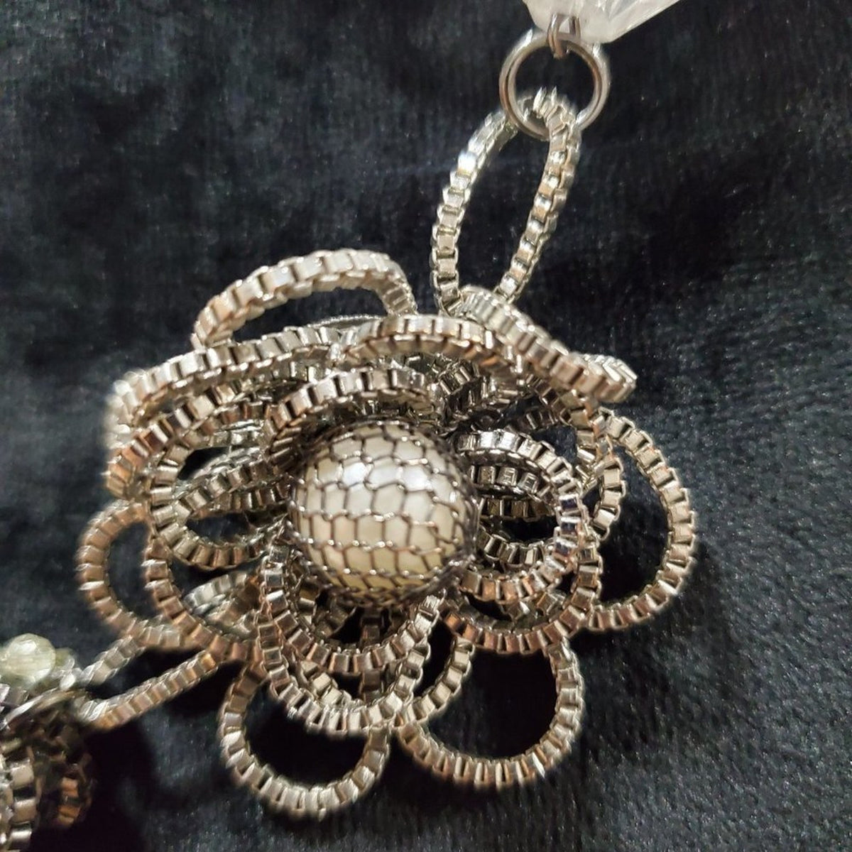 Women's Silver Beaded Geometric Luxury Jewelry Necklace