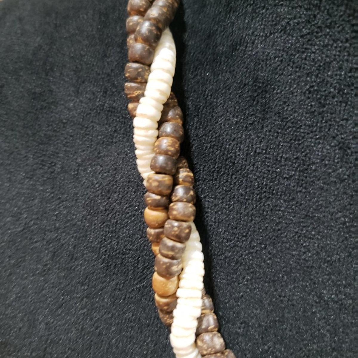 Womens Fashion Wooden & Glass Beaded Braided Collar Necklace with Magnetic Clasp