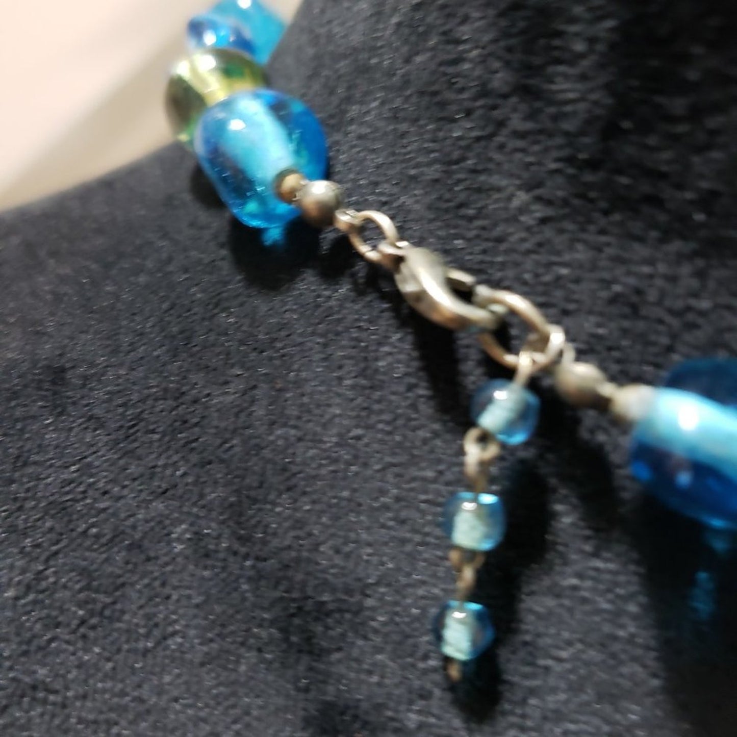 Womens Fashions Green Blue Glass Czech Beads Bib Necklace with Lobster Clasp