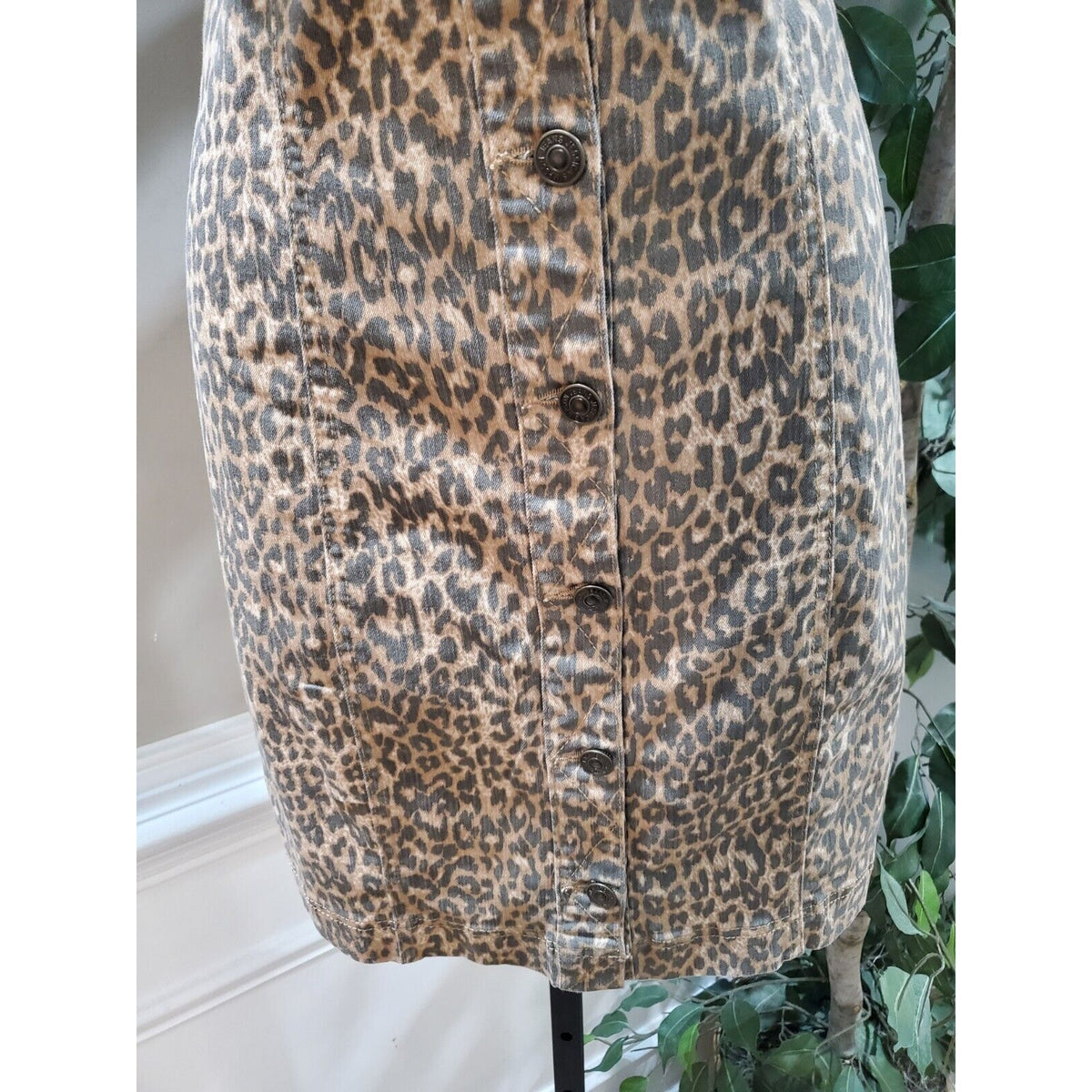 Jessica Simpson Taye Wildcat Brown Animal Print Denim Knee Length Dress Large