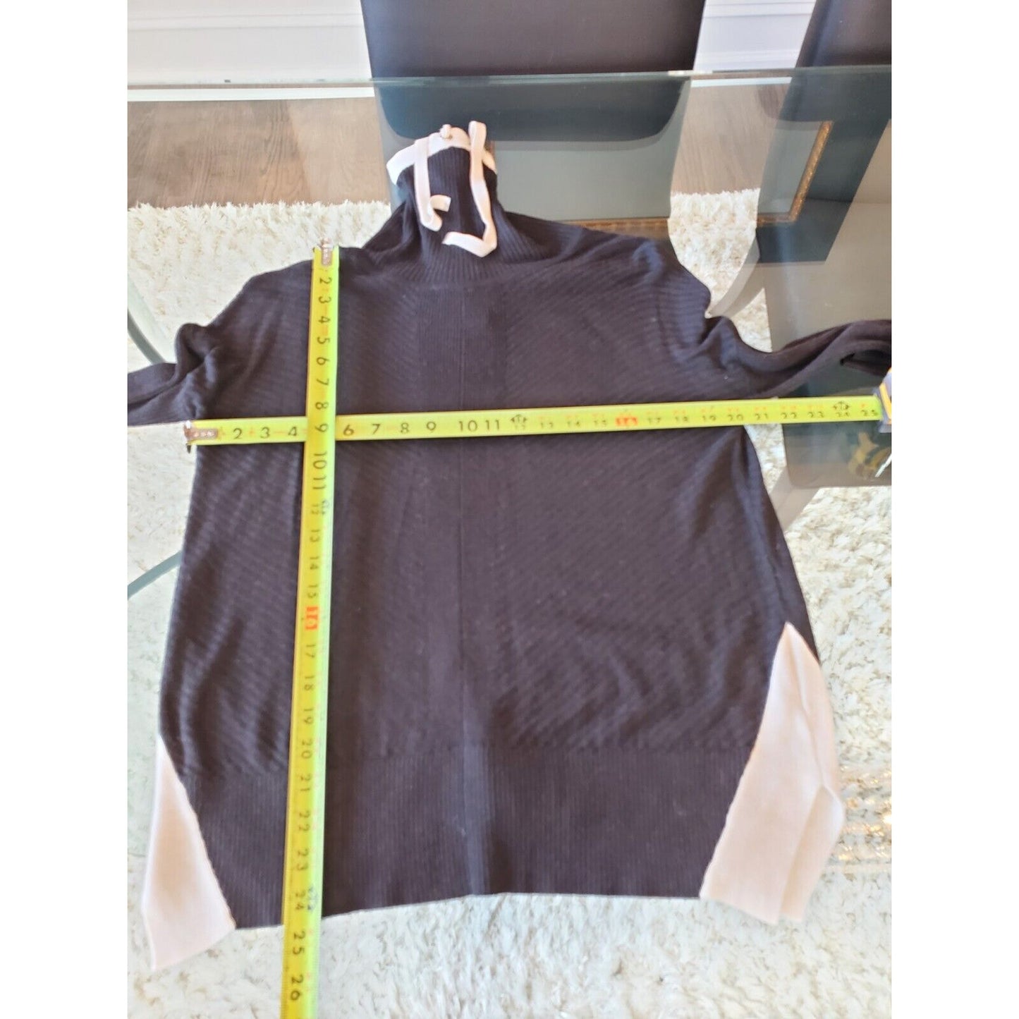 Zuda Women Black Viscose Turtle Neck Long Sleeve Pullover Knit Sweater Size 2XS