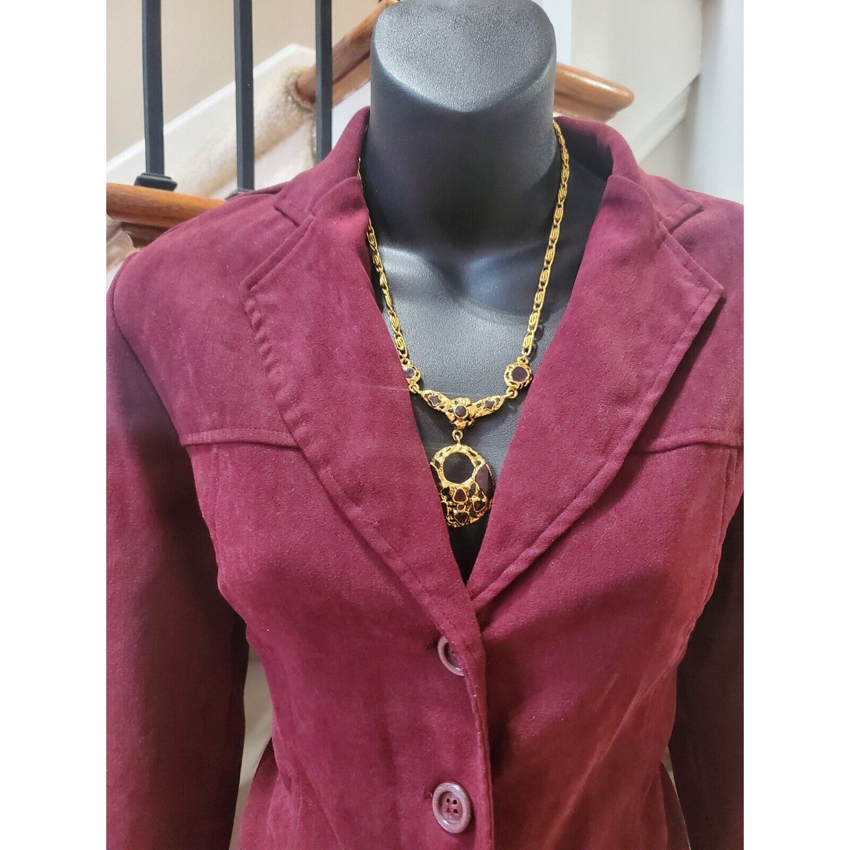 First Option Womens Maroon Single Breasted Four Button 2 Piece Pants & Coat MP
