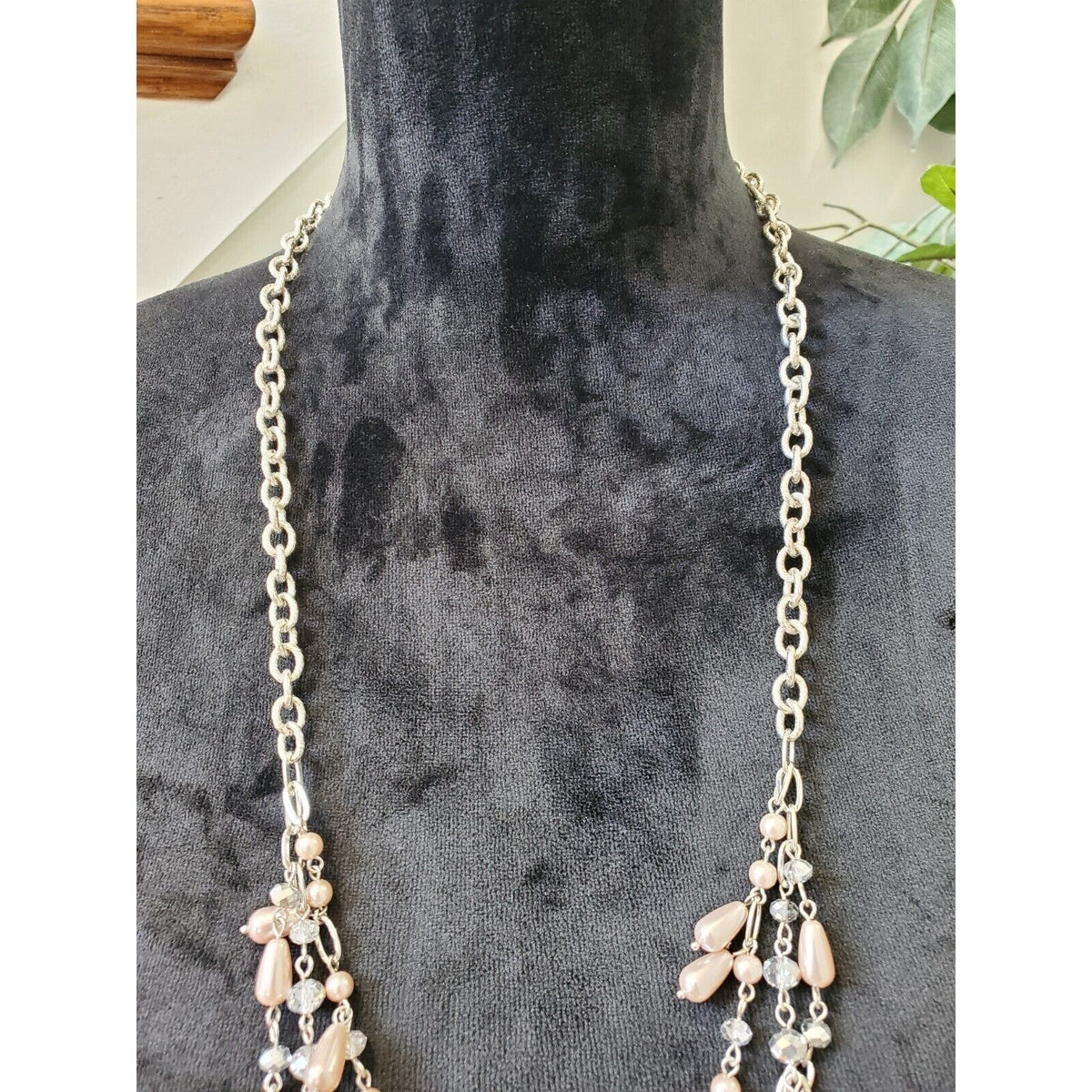 Kohl's Women's Multi Layered Pink Dangling Bubble Teardrop Statement Necklace