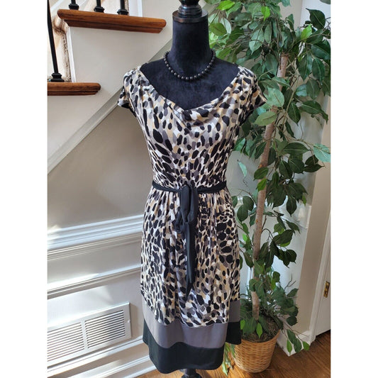 Liz Lange Multicolor Leopard Print Sleeveless Knee Length Waist Tie Dress Size 4