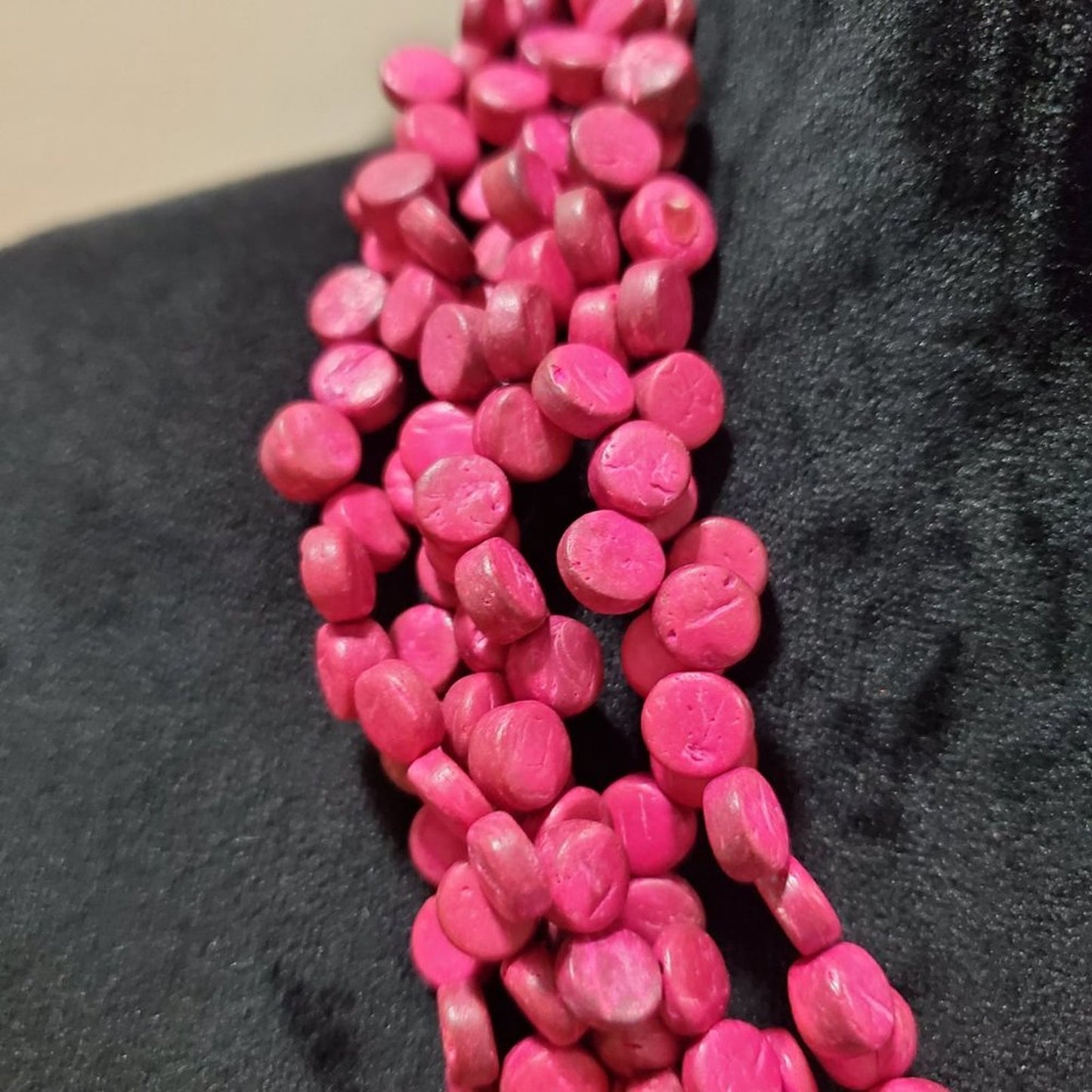 Women's Red Multilayer Round Beaded Pearl Chunky Fashion Jewelry Necklace