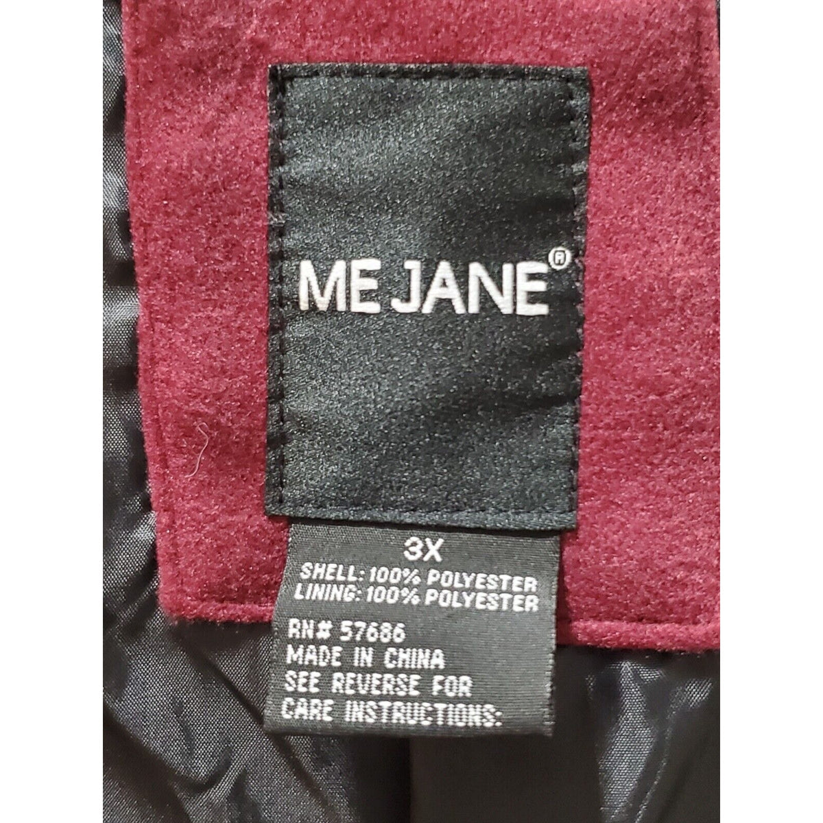 Me Jane Women Maroon Polyester Double Breasted Long Sleeve Buttons Front Coat 3X