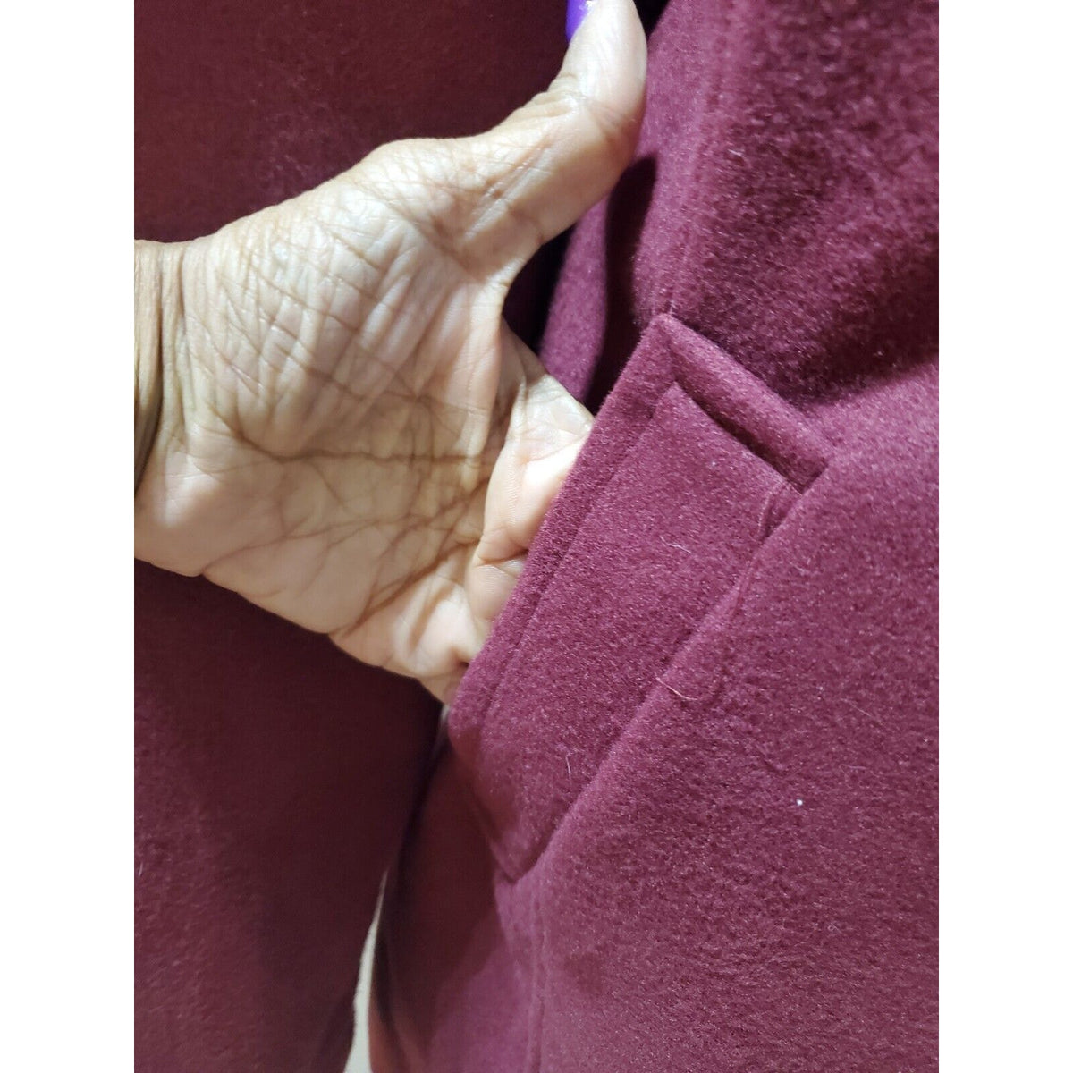 Me Jane Women Maroon Polyester Double Breasted Long Sleeve Buttons Front Coat 3X