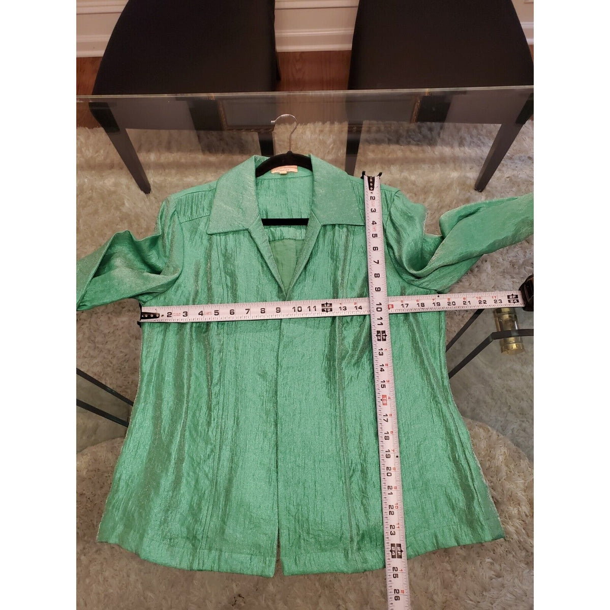 Choices Women's Green Rayon Open Front Long Sleeve Blazer Jacket Size Large