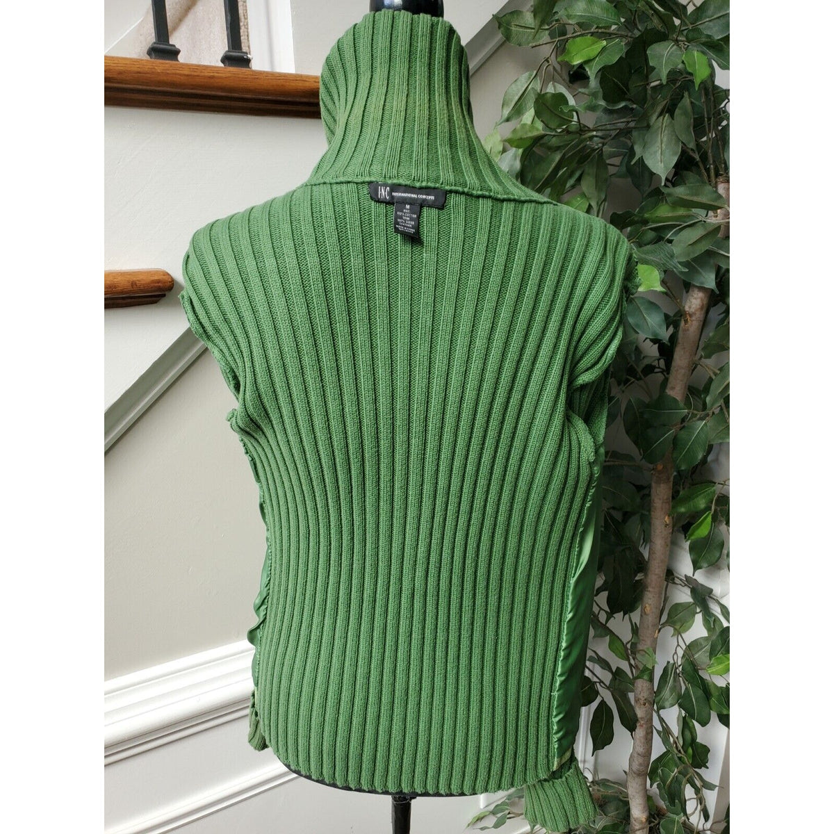 INC International Concepts Womens Green Cotton Casual Front Jacket Size Medium