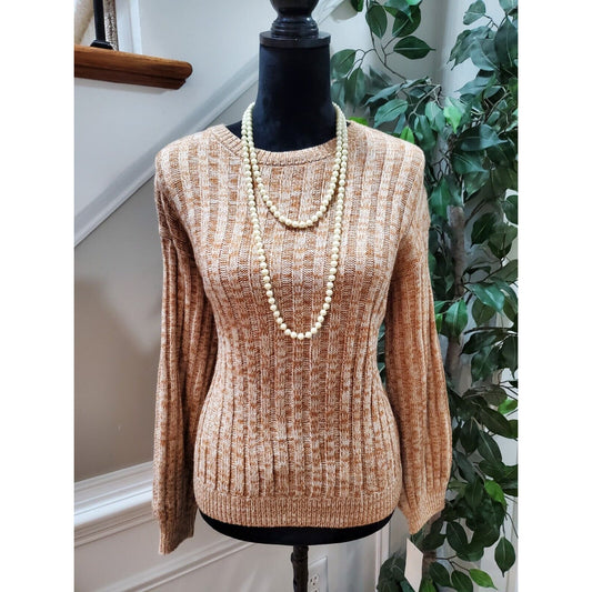 BLANKNYC Toffee Acrylic Ribbed Crewneck Long Sleeve Pullover Knit Sweater XS