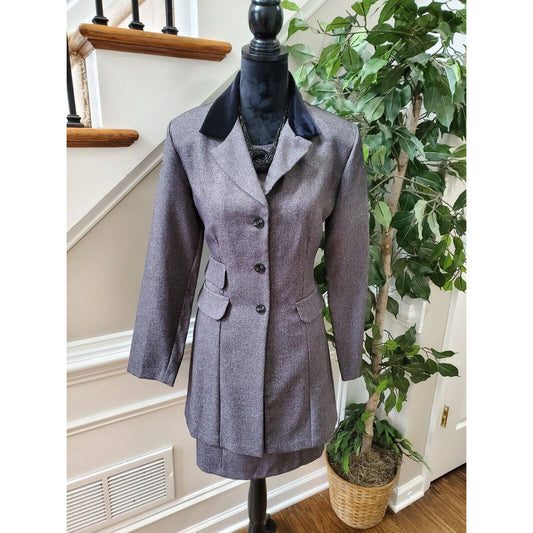 Breaklin Loose Women's Gray Polyester Long Sleeve Jacket & Dress 2 Piece Suit 12