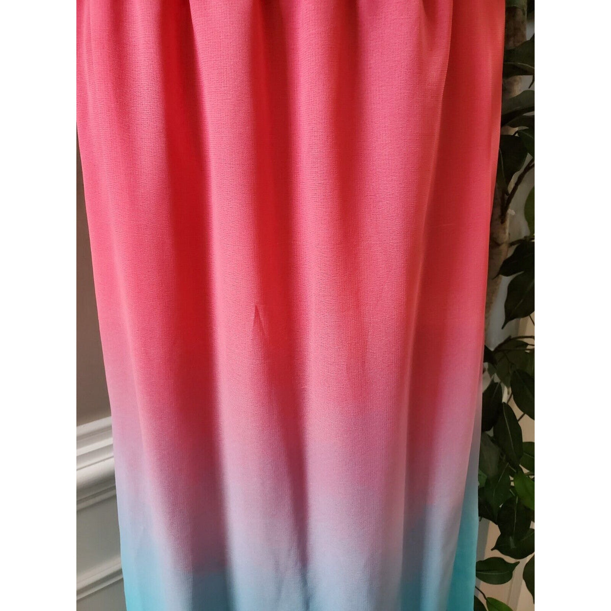 Truth Nyc Women's Red & Blue Polyester Round Neck Sleeveless Long Maxi Dress *XL
