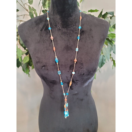 Womens Fashions Multicolor Glass Beaded Adjustable Teardrop Necklace jewelry
