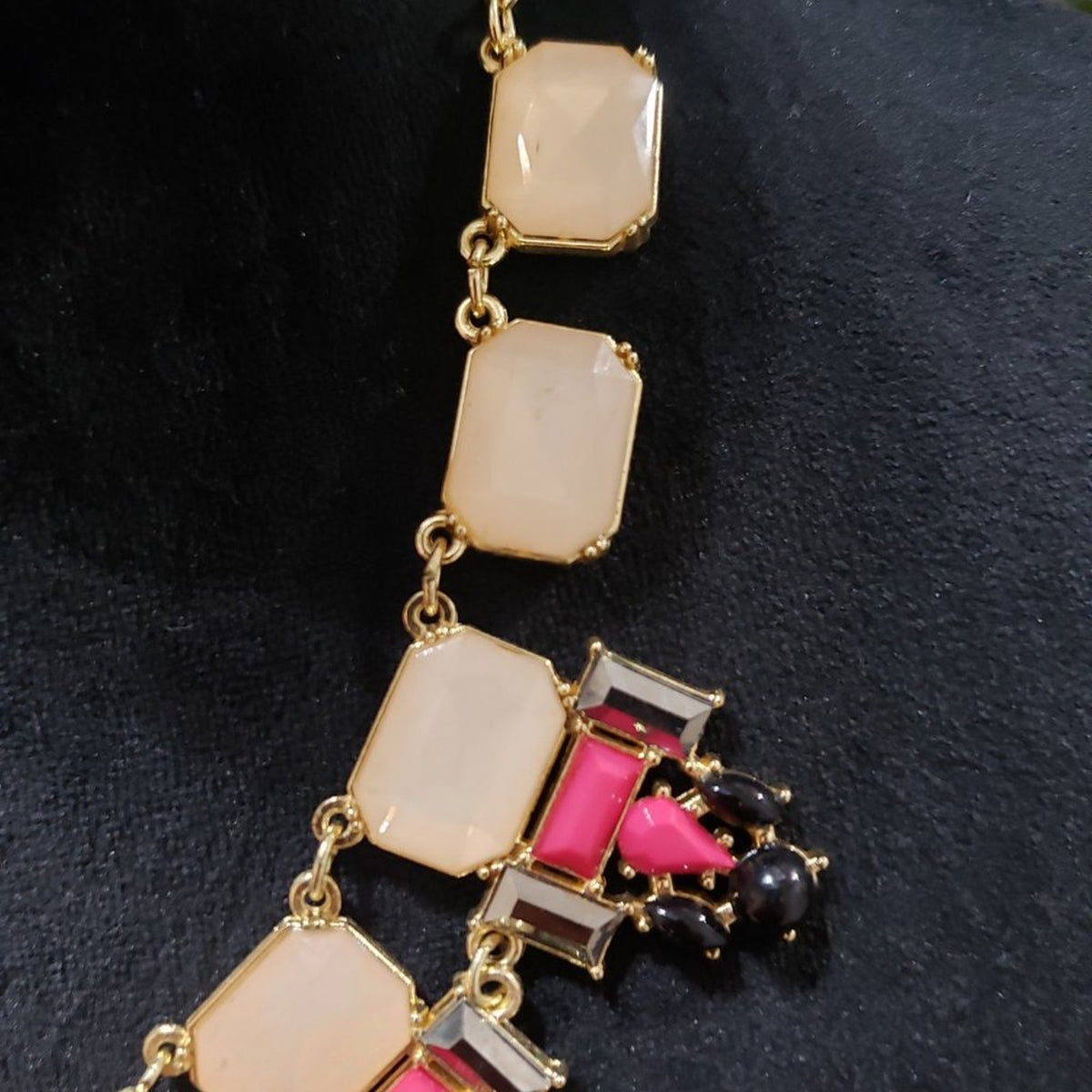 Womens Fashions Multicolor Glass Shape Stone Colored Necklace with Lobster Clasp