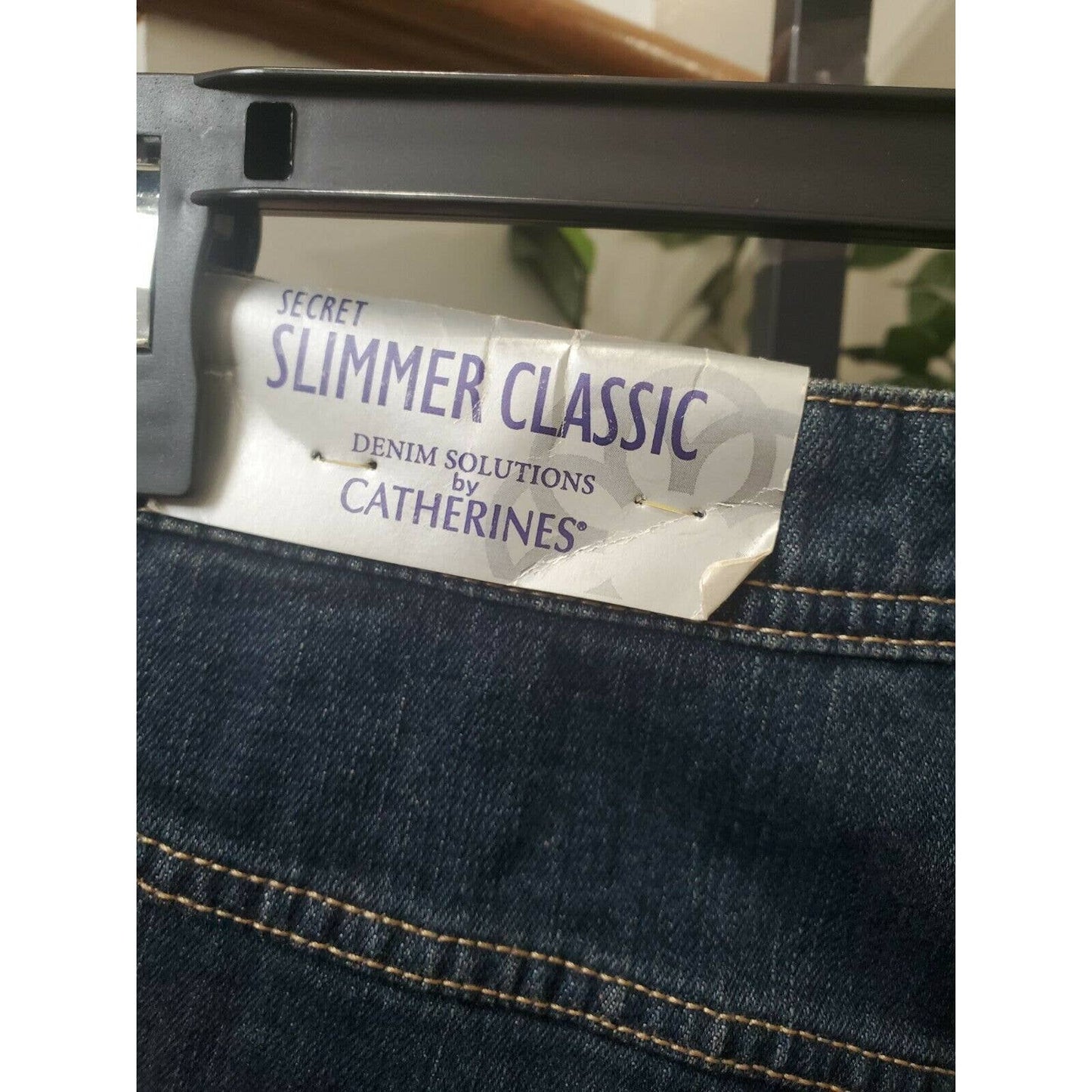 Slimmer Classic Women's Denim Blue Cotton Mid Rise Straight Leg Jeans Pants 16W