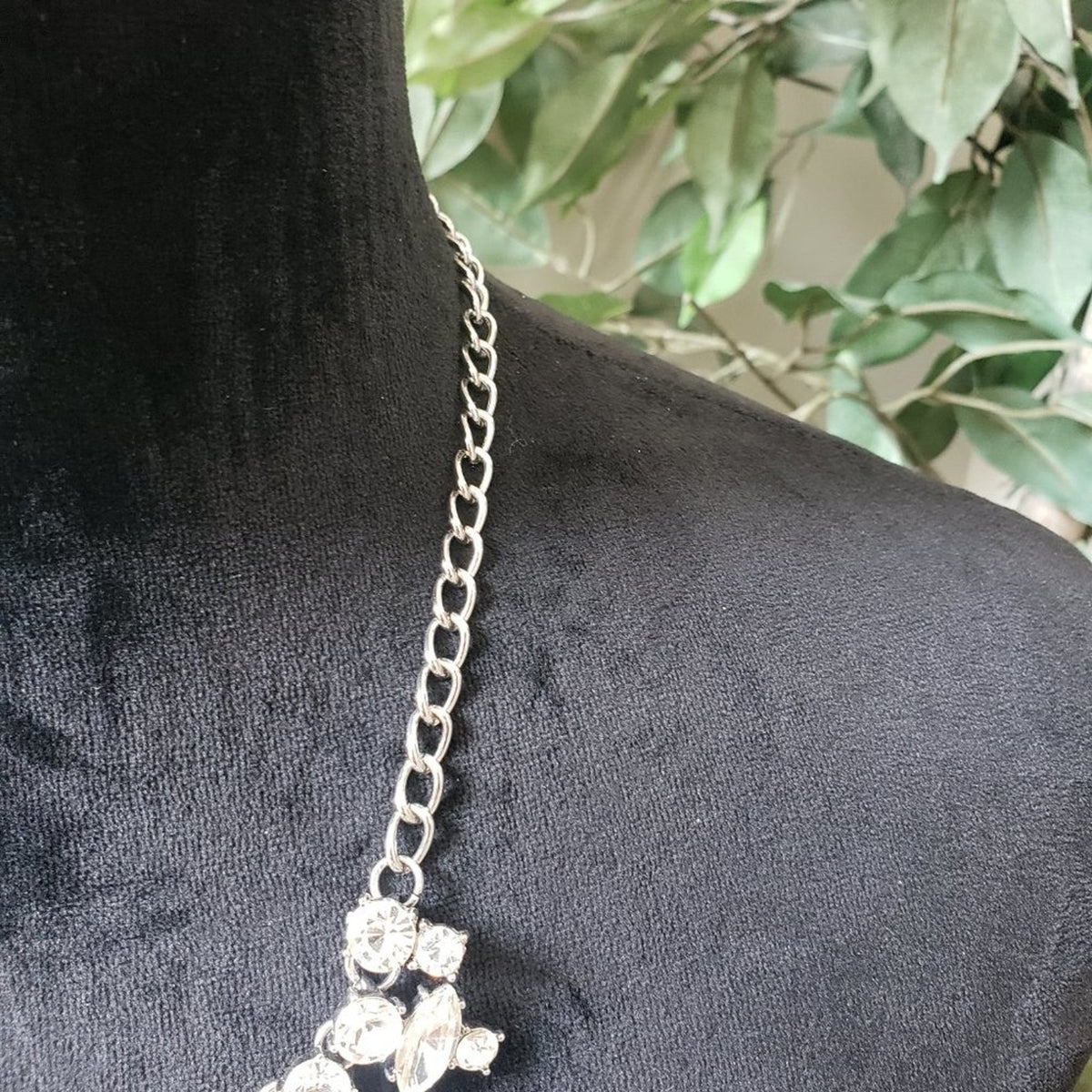 Women's Clear Rhinestone Choker Collar Silver Tone Statement Necklace