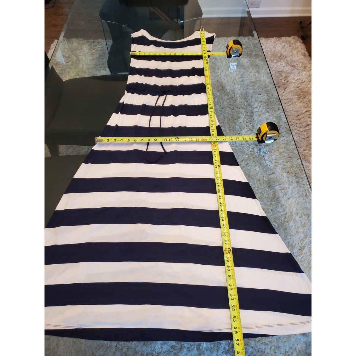 Gap Women's Blue & White Rayon Round Neck Sleeveless Casual Long Maxi Dress XS